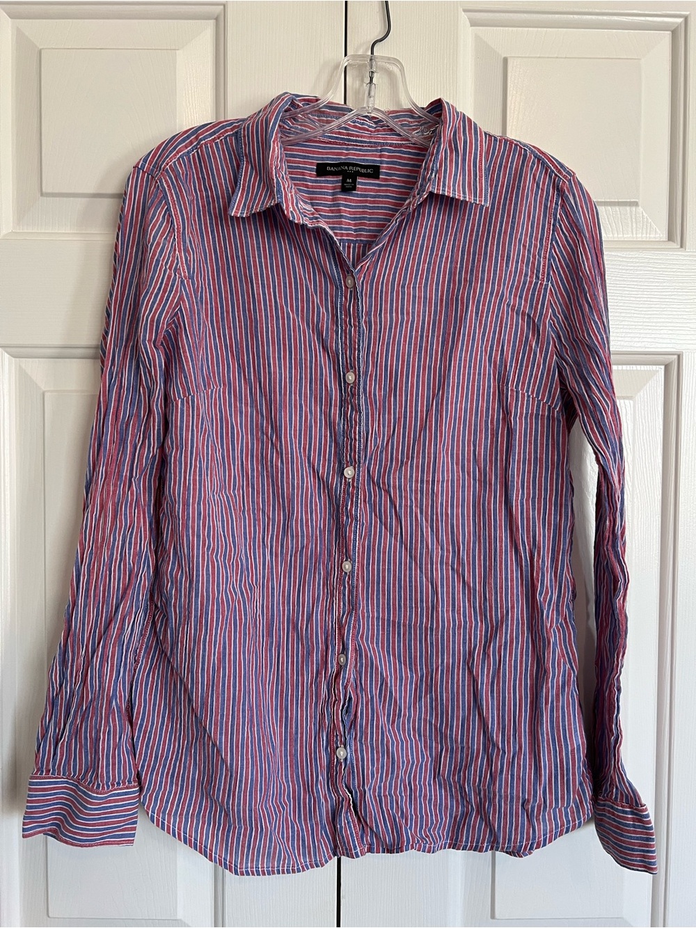 Banana Republic Striped Red and Blue Womens Button-Down Shirt